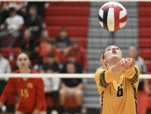 North Allegheny’s Keely McMahon-Regan plays against North Catholic during the 2024 WPIAL Class 4A girls volleyball finals.