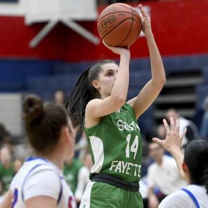 South Fayette’s Juliette Leroux scores against Chartiers Valley on Monday, Dec. 11, 2023, at Chartiers Valley.