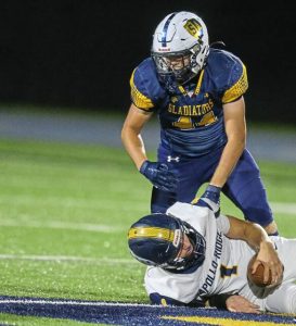 South Allegheny's Max Jeffcoat sacks Apollo-Ridge's Alex Clawson on Friday, Oct. 10, 2025.