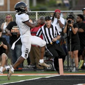 Imani Christian’s Gabe Jenkins scores during the second quarter against Clairton on Friday, Aug. 22, 2025, at Tyler Boyd Stadium.
