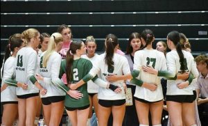 Members of the Pine-Richland girls volleyball team compete against North Catholic during a Spike Out Cancer event on Oct. 7, 2025, at Pine-Richland.