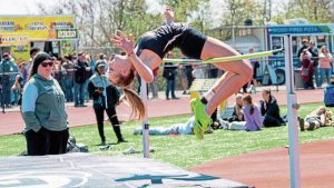 Quaker Valley senior Mia Gartley competes in the high jump event during the 2025 season.