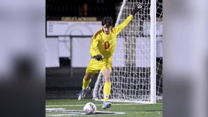 Quaker Valley goalkeeper Xander Vescio takes a goal kick against Hopewell on Oct. 7 in Leetsdale.