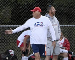 Mt. Pleasant head coach Rich Garland reacts on the sideline during the Vikings’ game against Deer Lakes on Monday, Sept. 8, 2025, in West Deer.