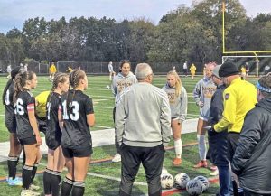 Players from Norwin and Seneca Valley meet before their WPIAL Class 4A semifinal Monday, Oct. 27, 2025.