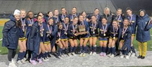Shady Side Academy poses with the trophy after winning the WPIAL Class A field hockey championship Wednesday, Oct. 29, 2025.