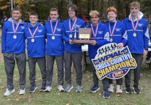 Hempfield celebrates winning the boys Class 3A team title during the WPIAL cross country championships Oct. 23 at White Oak Park.