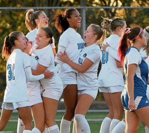 Burrell players celebrate after scoring in the first 43 seconds against Mt. Pleasant during their WPIAL Class 2A semifinal on Tuesday, Oct. 28, 2025, at Gateway.