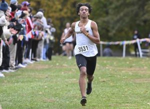 Riverview’s Ashton Saunders takes third during the WPIAL Class A cross country championships Oct. 23, 2025, at White Oak Park.