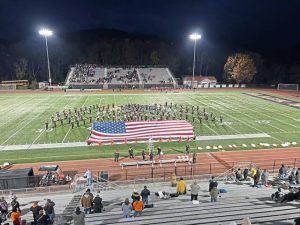 The Bethel Park band performs at halftime during a game between North Hills and Bethel Park on Oct. 31, 2025, at Bethel Park.