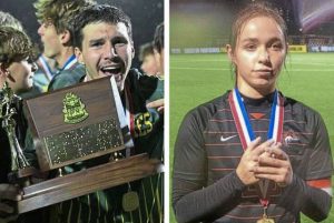 Deer Lakes’ Zane Spence is a member of the 2025 boys soccer team. Fox Chapel’s Lily McLaughin is a member of the 2025 girls soccer team.