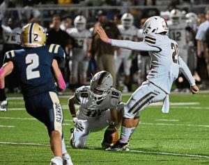 Highlands’ Jackson Babinsack kicks the game-winning extra point in overtime against Freeport on Oct. 3, 2025 at Freeport Area High School.