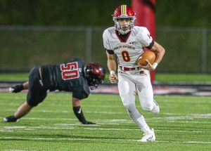 North Catholic quarterback Joey Felitsky takes off and runs against Elizabeth Forward in a WPIAL Class 3A quarterfinal Friday, Nov. 7, 2025.