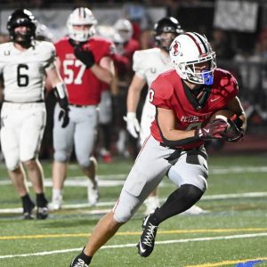 Peters Township’s Lucas Shanafelt scores during the second quarter against Upper St. Clair on Sept. 26.