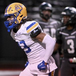 Westinghouse’s DeJheerit Mellix celebrates a sack against Allderdice on Sept. 26, 2024.