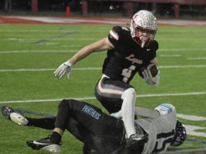 Avonworth's Luca Neal hurdles Penn Cambria's Evan Latterner in the PIAA Class 3A semifinals Friday, Nov. 28, 2025.