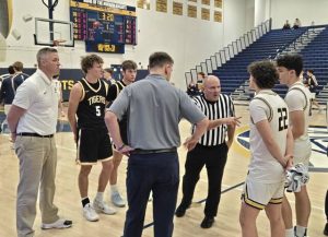 North Allegheny and Norwin players and coaches meet before Saturday's season-opening game at Norwin.
