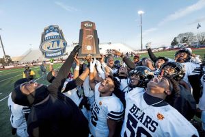 Clairton celebrates after beating Bishop Guilfoyle in the PIAA Class A championship game Thursday, Dec. 4, 2025. (Jeff Helsel | Mon Valley Independent)