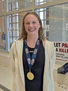 Shady Side Academy’s Ava Jochims won the 200 IM at the PIAA Class 2A swimming championships Wednesday, March 12, 2025. (Michael Love | TribLive)