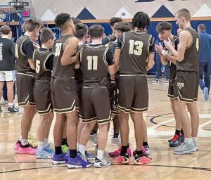 Highlands players get themselves fired up before their game against Burrell on Friday. (Antonio Rossetti | For TribLive)