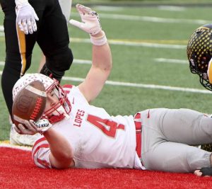 Avonworth’s Luca Neal scores his third touchdown against Northwestern Lehigh during the PIAA Class 3A state championship game on Saturday, Dec. 6, 2025, at Cumberland Valley. (Christopher Horner | TribLive)