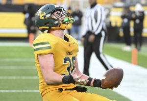 Seton LaSalle’s Will Martin celebrates his game winning touchdown against Steel Valley during the WPIAL 2A football championship Nov. 22, 2025 at Acrisure Stadium. (Chaz Palla | TribLive)