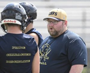 Kiski head coach Colyn Haugh during the WCCA 7-on-7 July 17, 2025 at Hempfield Area High School. (Chaz Palla | TribLive)