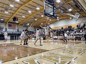 Aliquippa's Anthony Ingram attempts a dunk against Central Valley on Monday, Dec. 29, 2025. (Antonio Rossetti | For TribLive)
