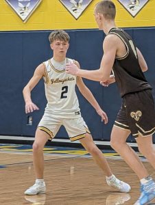 Freeports Bryson Paga defends against Highlands Troy Bielak in the fourth quarter of a Section 1-4A game Friday at Freeport Middle School. (Michael Love | TribLive)