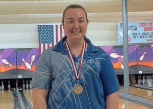 Hempfield's Ashley Bensur is back-to-back WCCA girls bowling champ. (Ted Sarneso | For TribLive)