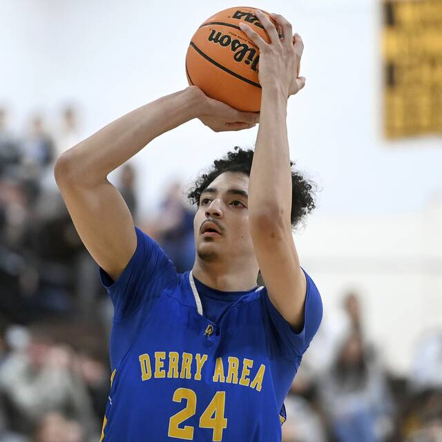 Derrys Stanley Rajkovich scores against Greensburg Salem on Tuesday. (Christopher Horner | TribLive)