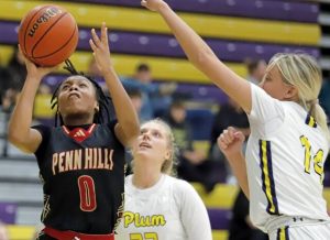 Penn Hills freshman guard Harmony McLean goes up for a short jumper Jan. 5. (Josh Rizzo | For TribLive)