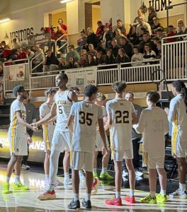 Montours Loic Kalau is introduced before a game against Moon on Feb. 6. (Antonio Rossetti | For TribLive)