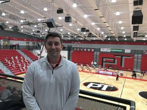 Peters Township athletic director Brian Geyer at the schools AHN Arena in 2021. (Don Rebel | TribLive)