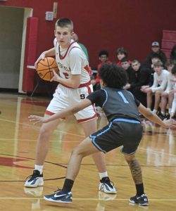 Southmoreland sophomore Brock Pritts considers his options against Washington on Tuesday. (Paul Schofield | TribLive)