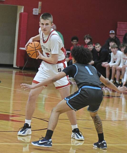 Southmoreland sophomore Brock Pritts considers his options against Washington on Tuesday. (Paul Schofield | TribLive)