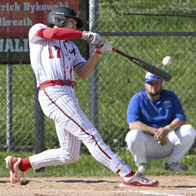 Avonworths Jack Dolan hits a home run against South Park last season. (Christopher Horner | TribLive)