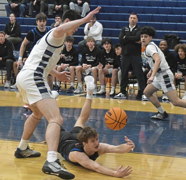 Chartiers Valley senior Danny Slizik stumbles and loses the ball during a PIAA Class 5A semifinal Tuesday. (Paul Schofield | TribLive)
