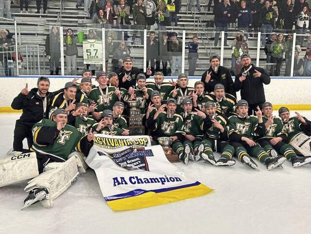 Penn-Trafford celebrates after defeating North Penn in the Class 2A Pennsylvania state championship game Saturday, March 21, 2026. (Penn-Trafford Athletics)
