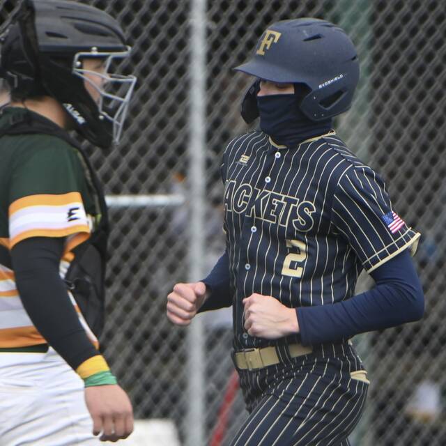Freeports Luke Whitfield scores against Deer Lakes last season. (Christopher Horner | TribLive)
