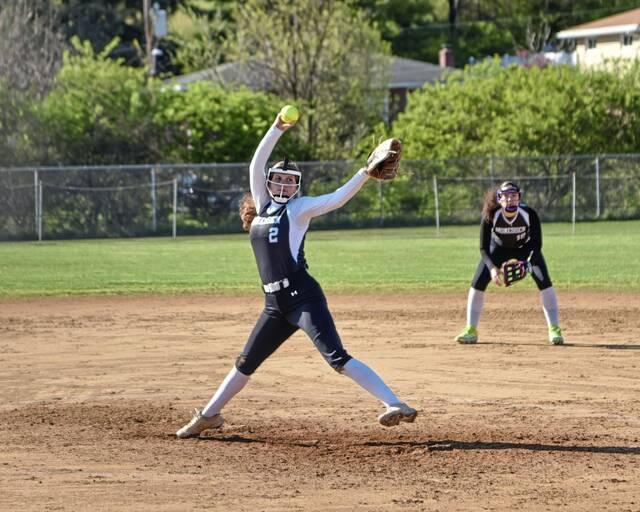 Monessen's Joey Hurst pitches against Leechburg on Tuesday, April 7, 2026. (Jenn Codeluppi | Mon Valley Independent)