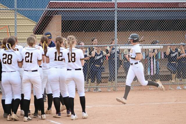 North Allegheny's Zoe Rychel homers against Butler on March 31, at Butler. (Courtesy of Heath Condiotte)