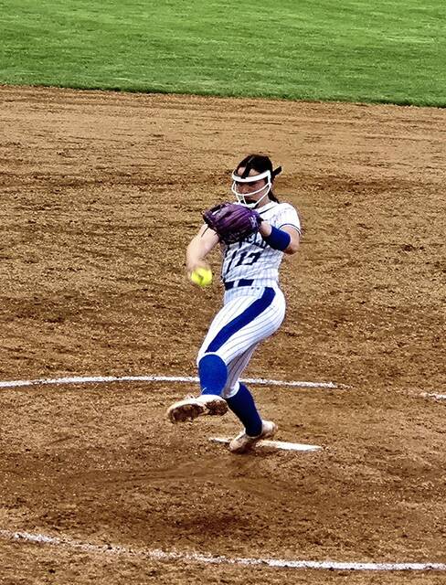 Hempfield senior Julia Varhola delivers a pitch in Friday's 8-2 victory over Norwin. (Bill Beckner Jr. | TribLive}