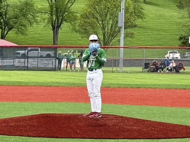 South Fayette pitcher Trey Skeen (Don Rebel | TribLive)