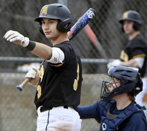 North Alleghenys JJ Mancuso bats against Norwin on March 25 at NA. (Christopher Horner | TribLive)