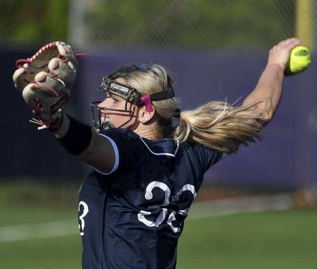Shaler pitcher Bria Bosiljevac delivers against Armstrong during their WPIAL Class 5A quarterfinal on Tuesday. (Christopher Horner | TribLive)