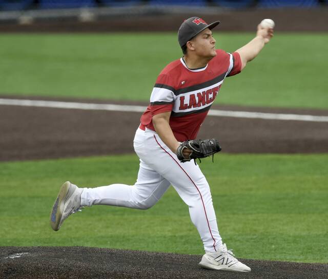 Neshannock pitcher Dennis Joseph delivers during the WPIAL Class 2A championsionship game against Fort Cherry on Tuesday, May 26, 2026, at EQT Park. (Christopher Horner | TribLive)